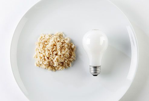 Rice and lightbulb on plate