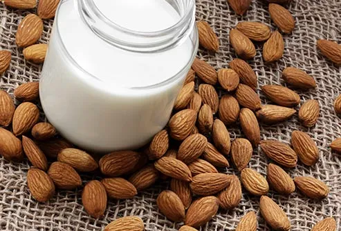 almond milk and almonds