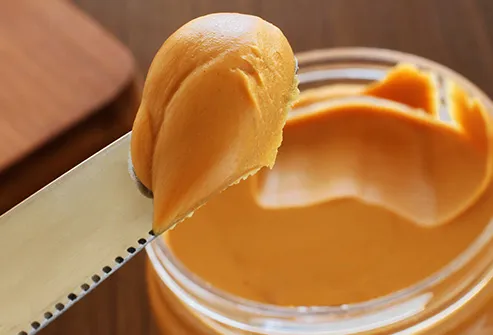 peanut butter on knife