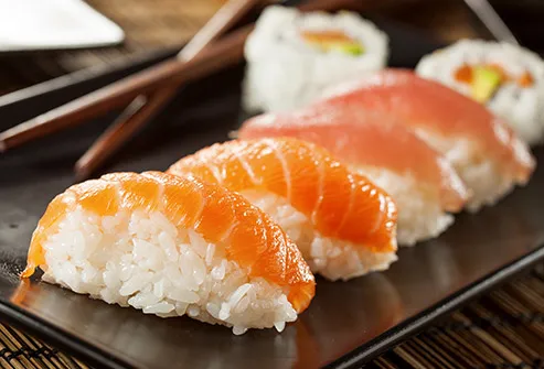 salmon and tuna nigiri