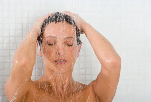 Woman Relaxing In Shower