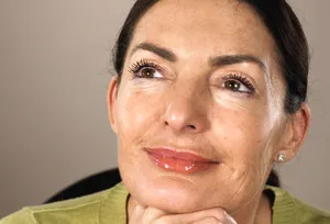 Mature woman with uneven skin tone