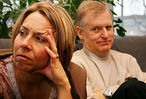 unhappy couple in counseling