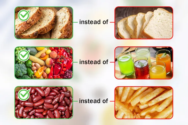 six panel food comparison