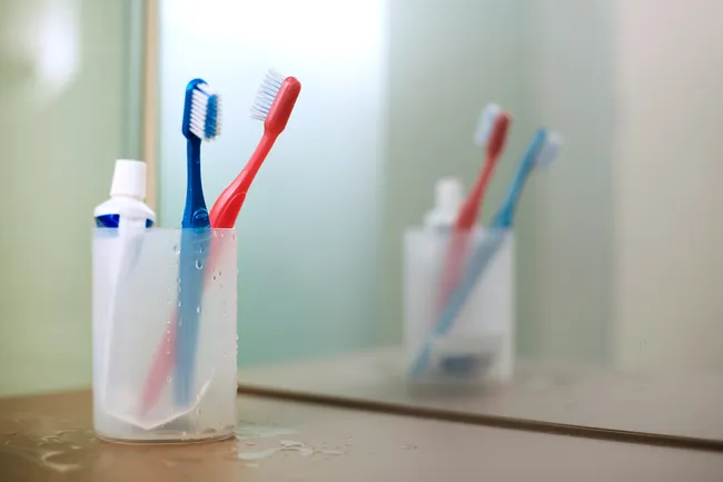 photo of toothbrushes
