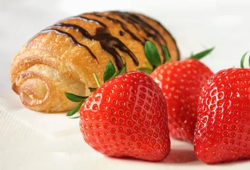 chocolate croissant and strawberries