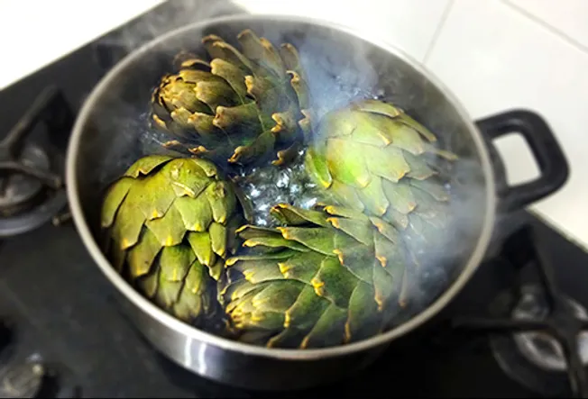 Boiled artichokes