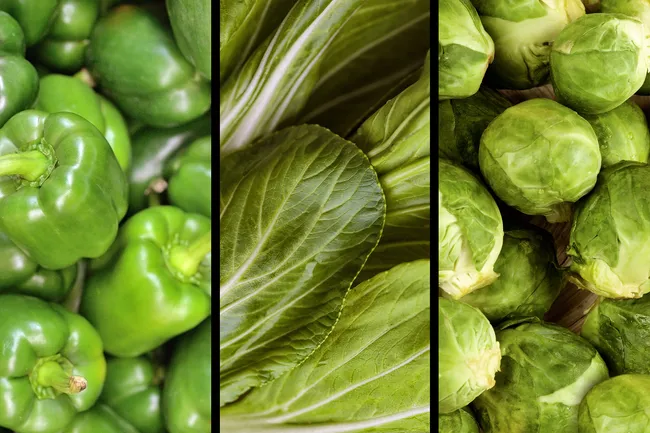 photo of green veggies triptych