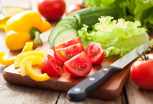 fresh vegetables on cutting board