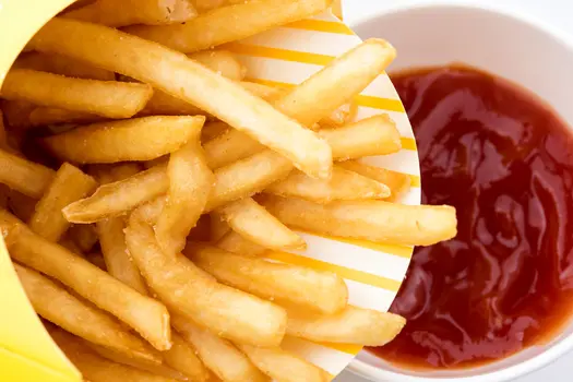 photo of french fries and ketchup