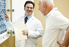 doctor patient reviewing scans