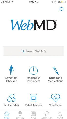 Screenshot of the WebMD App