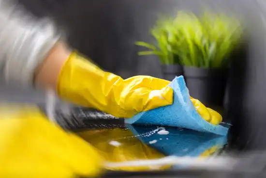 photo of cleaning counter with blur effect